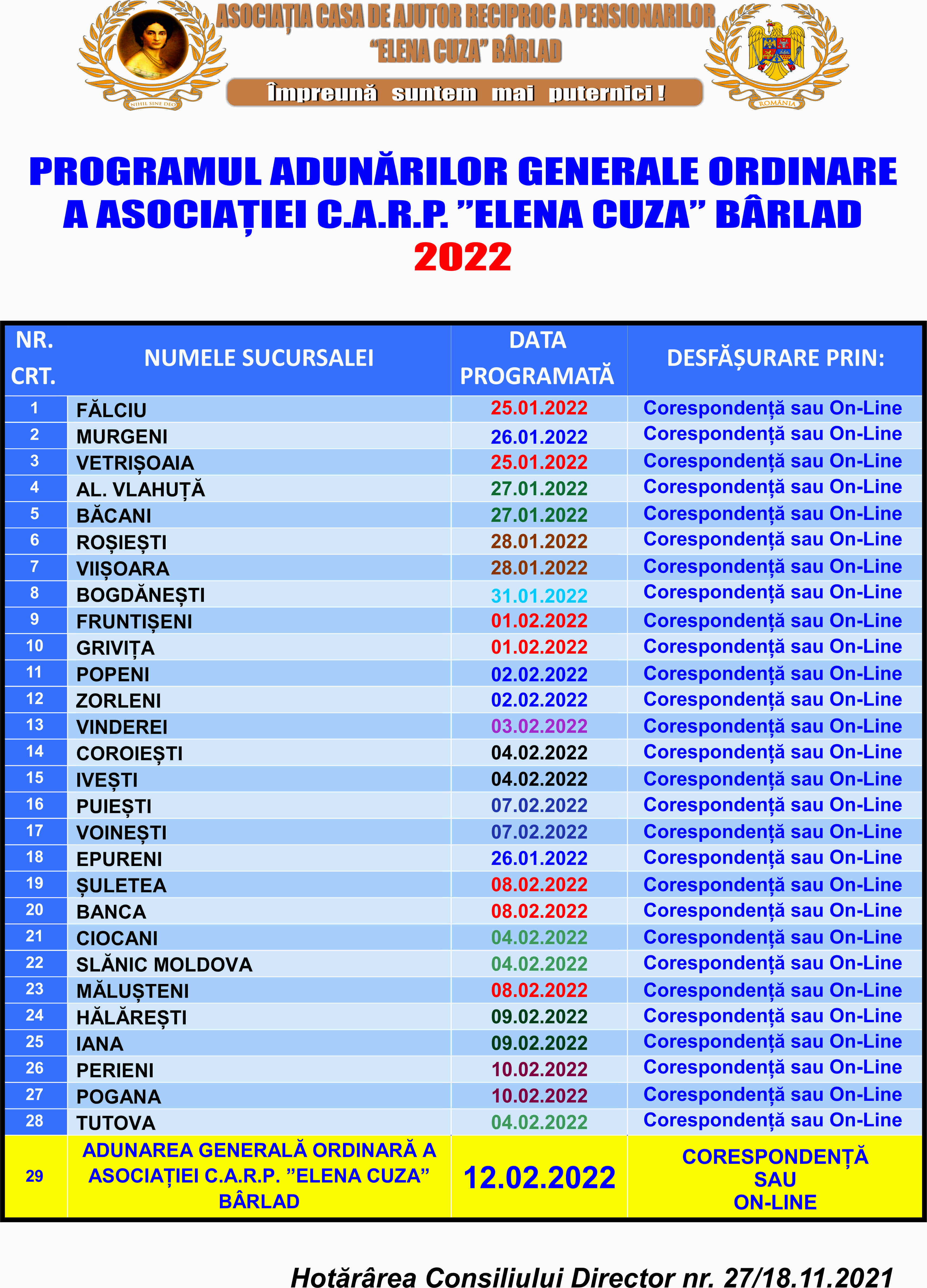 Programul Adunărilor